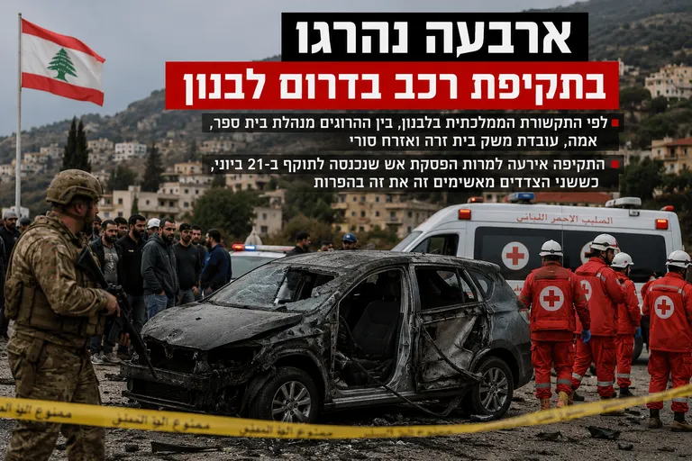 תמונה עבור הכתבה: ארבעה נהרגו בתקיפת רכב בדרום לבנון