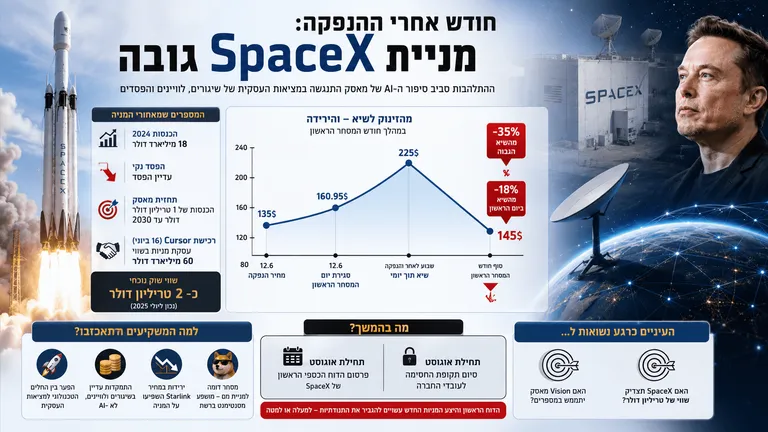 תמונה עבור הכתבה: חודש אחרי ההנפקה: מניית SpaceX מאבדת גובה