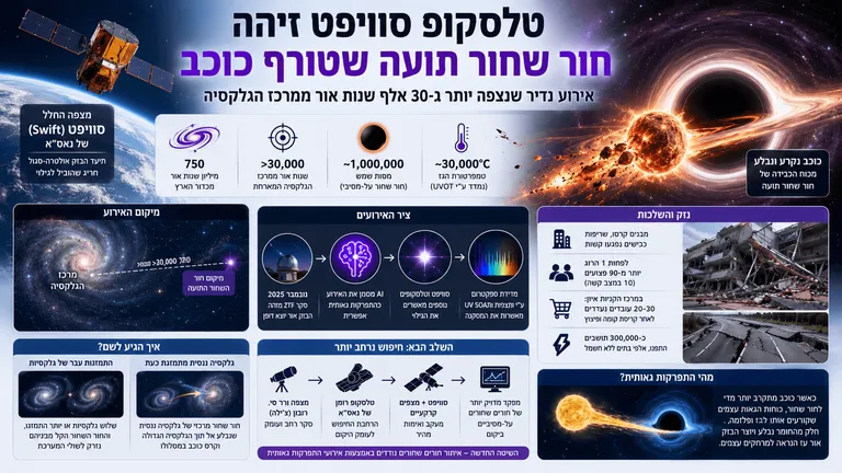 טלסקופ סוויפט זיהה חור שחור תועה שטורף כוכב