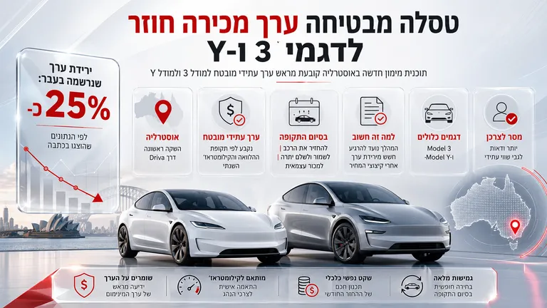 תמונה עבור הכתבה: טסלה מבטיחה ערך מכירה חוזר לדגמי 3 ו-Y