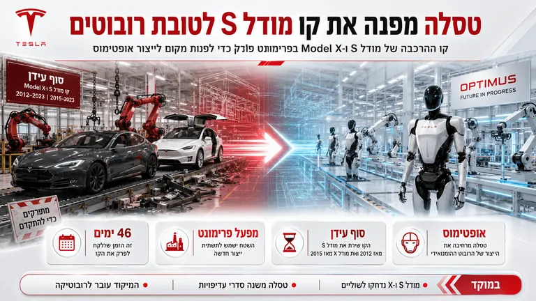 תמונה עבור הכתבה: טסלה מפנה את קו מודל S לטובת רובוטים