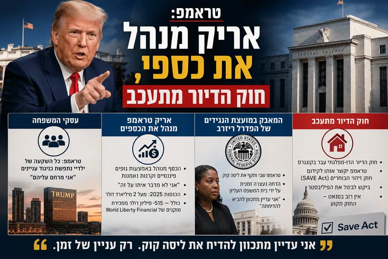 תמונה עבור הכתבה: טראמפ: אריק מנהל את כספי, חוק הדיור מתעכב