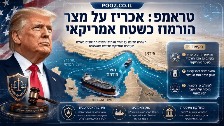 טראמפ: אכריז על מצר הורמוז כשטח אמריקאי