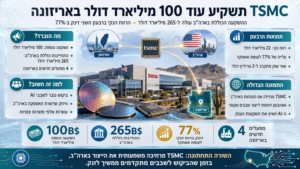 TSMC תשקיע עוד 100 מיליארד דולר באריזונה