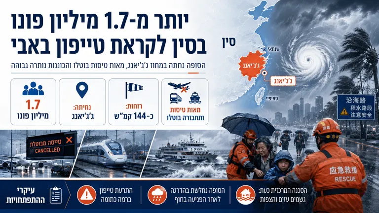יותר מ-1.7 מיליון פונו בסין לקראת טייפון באבי