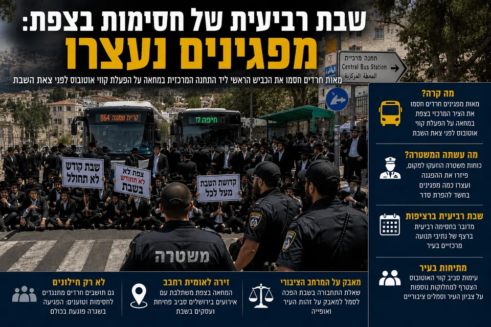 שבת רביעית של חסימות בצפת: מפגינים נעצרו