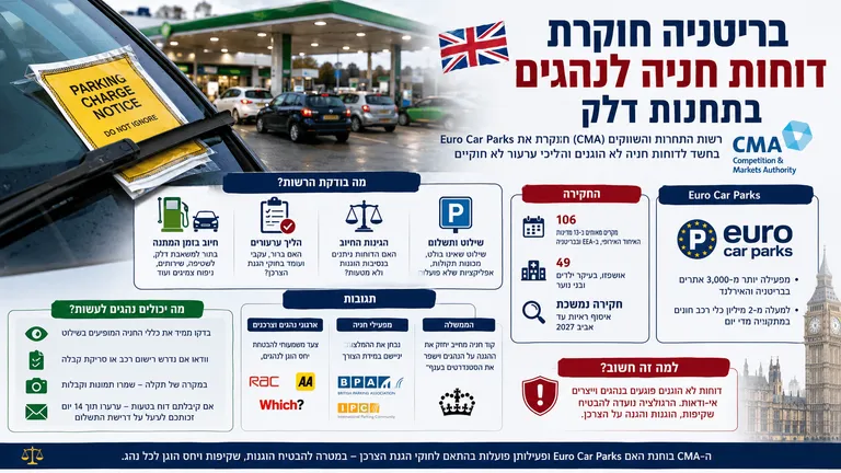 בריטניה חוקרת דוחות חניה לנהגים בתחנות דלק