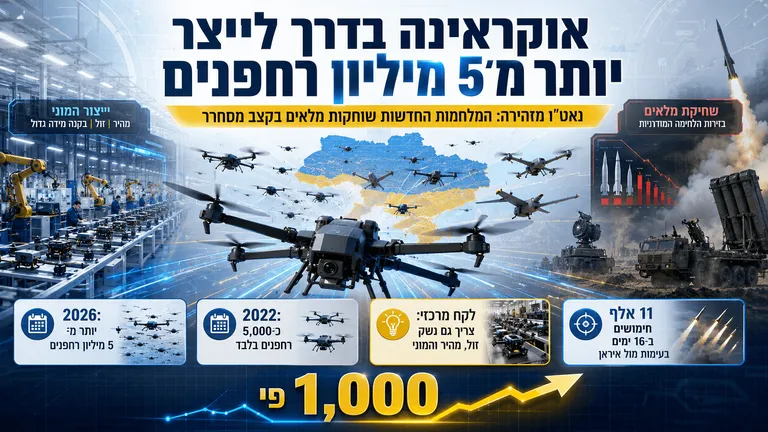 אוקראינה בדרך לייצר יותר מ־5 מיליון רחפנים