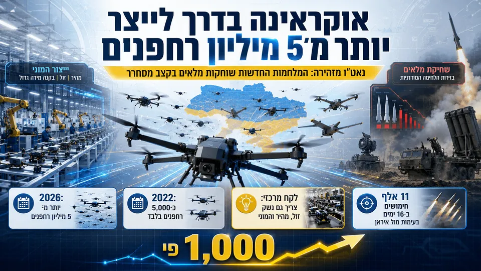 אוקראינה בדרך לייצר יותר מ־5 מיליון רחפנים