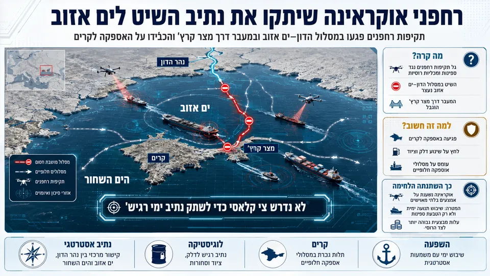 רחפני אוקראינה שיתקו את נתיב השיט לים אזוב