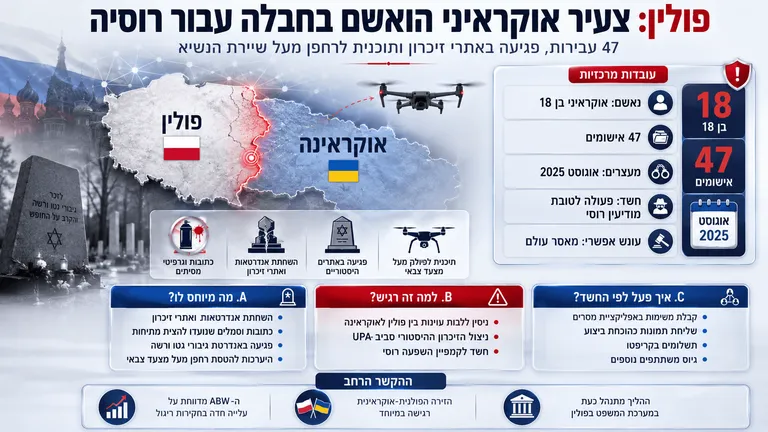 פולין: צעיר אוקראיני הואשם בחבלה עבור רוסיה