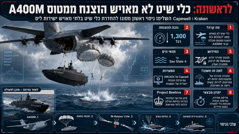 תמונה עבור הכתבה: לראשונה: כלי שיט לא מאויש הוצנח ממטוס A400M