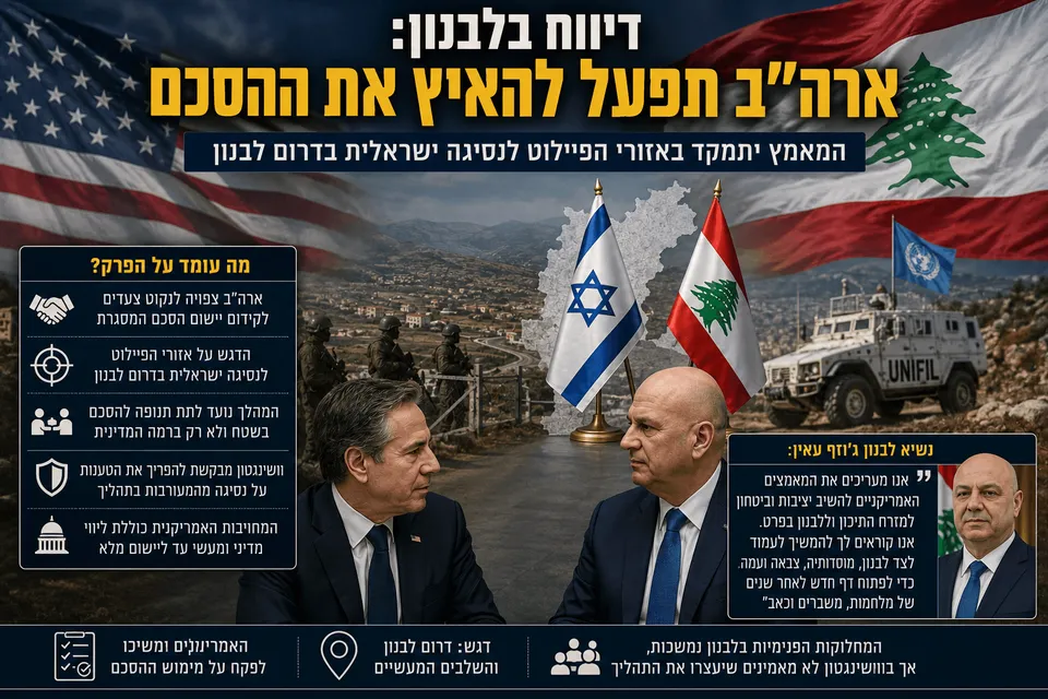 דיווח בלבנון: ארה"ב תפעל להאיץ את ההסכם
