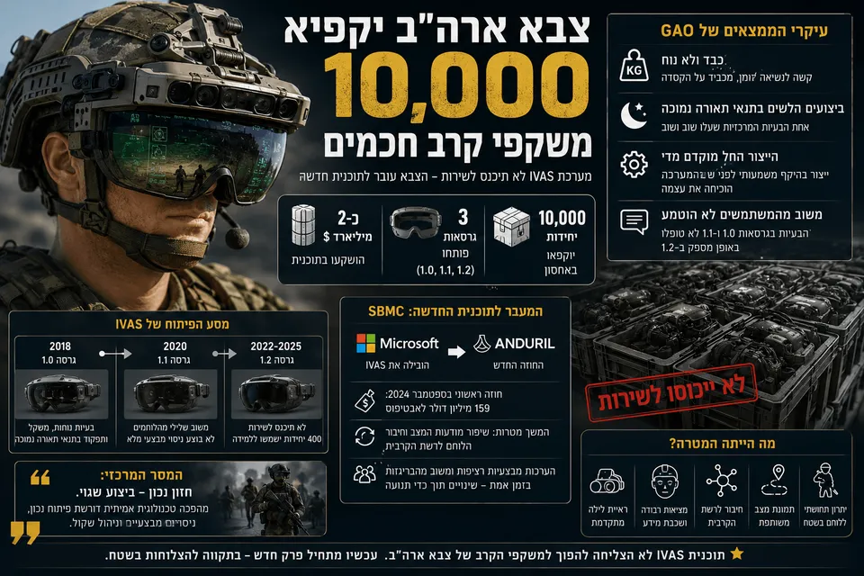 צבא ארה"ב יקפיא 10,000 משקפי קרב חכמים