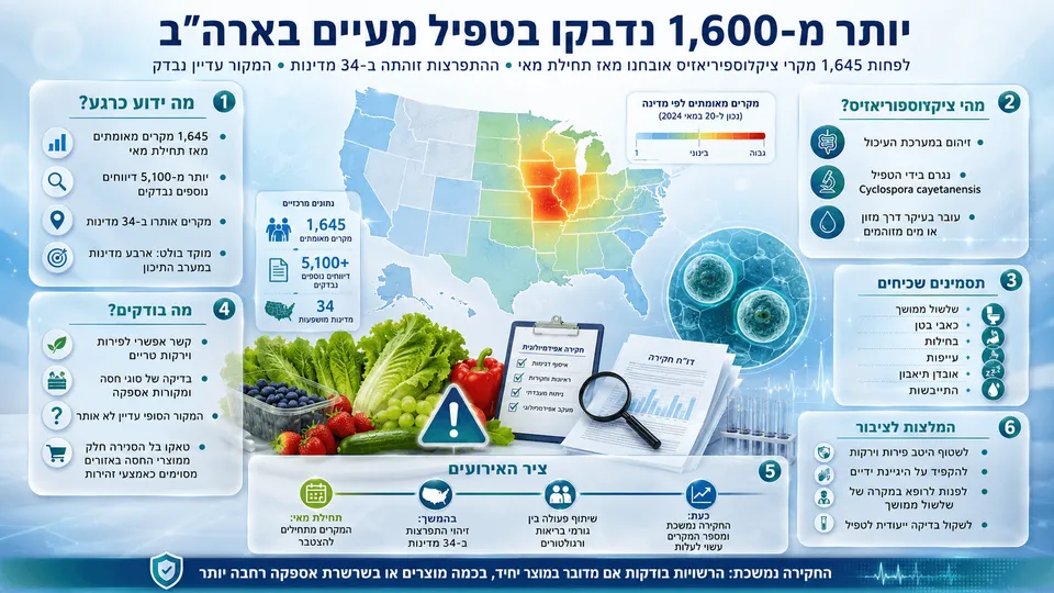 יותר מ-1,600 נדבקו בטפיל מעיים בארה"ב