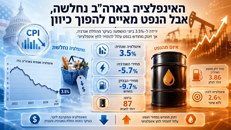 תמונה עבור הכתבה: האינפלציה בארה"ב נחלשה, אבל הנפט מאיים להפוך כיוון