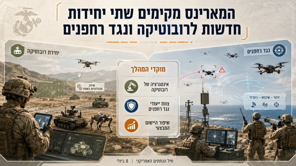 חיילי מארינס מפעילים רובוטים קרקעיים ומערכות גילוי ושיבוש רחפנים במסגרת שתי יחידות חדשות.