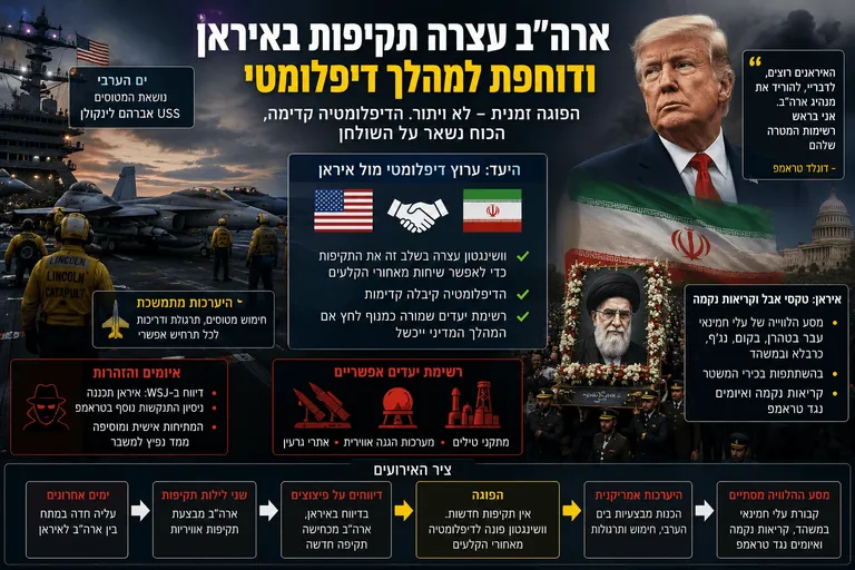 תמונה עבור הכתבה: ארה"ב עצרה תקיפות באיראן ודוחפת למהלך דיפלומטי