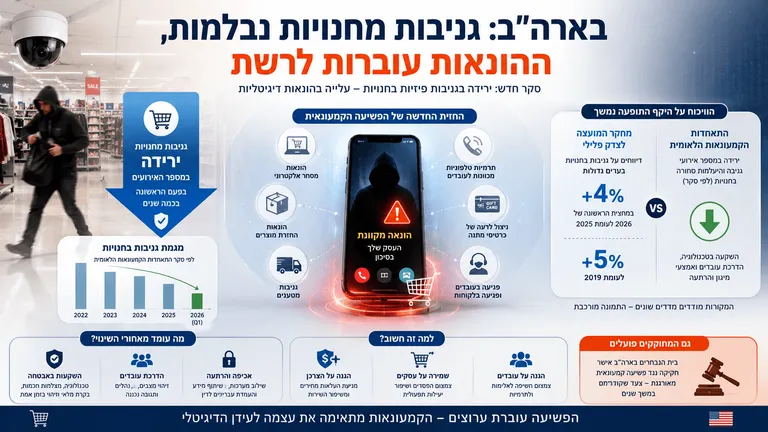 בארה"ב: גניבות מחנויות נבלמות, ההונאות עוברות לרשת