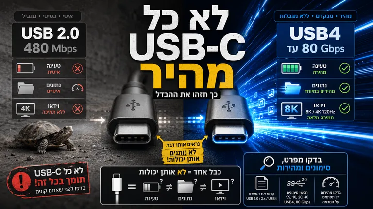 תמונה עבור הכתבה: לא כל USB-C מהיר: כך תזהו את ההבדל