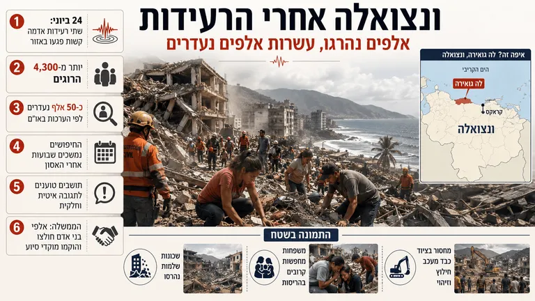 ונצואלה אחרי הרעידות: אלפים נהרגו, עשרות אלפים נעדרים