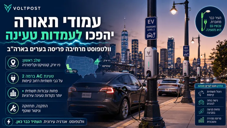תמונה עבור הכתבה: עמודי תאורה יהפכו לעמדות טעינה בעוד ערים בארה"ב