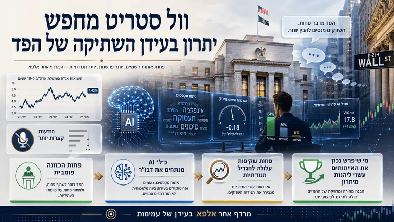 תמונה עבור הכתבה: וול סטריט מחפש יתרון בעידן השתיקה של הפד