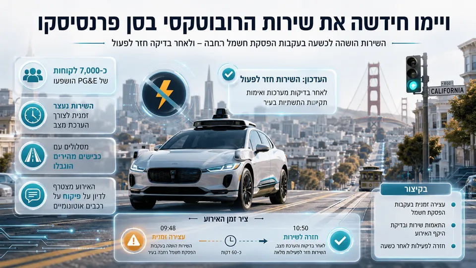 וויימו חידשה את שירות הרובוטקסי בסן פרנסיסקו