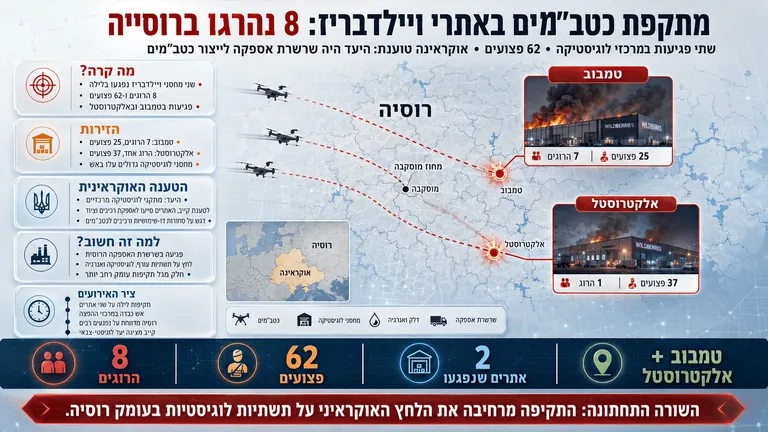 מתקפת כטב"מים באתרים של ויילדבריז: שמונה נהרגו ברוסיה