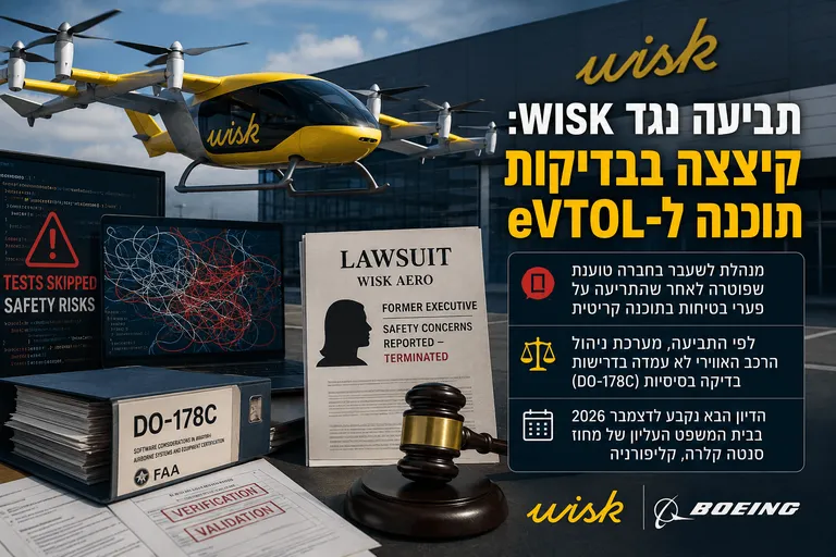 תמונה עבור הכתבה: תביעה נגד וויסק: קיצצה בבדיקות תוכנה ל-eVTOL