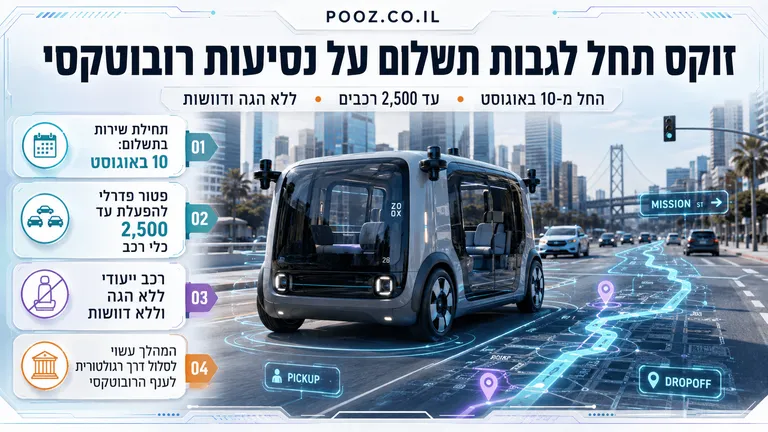 זוקס תחל לגבות תשלום על נסיעות רובוטקסי