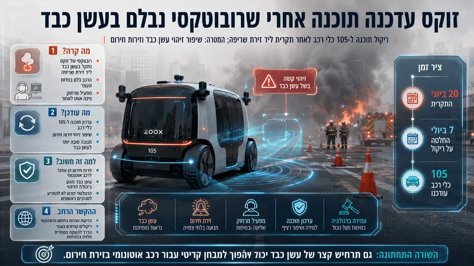 זוקס עדכנה תוכנה אחרי שרובוטקסי נבלם בעשן כבד