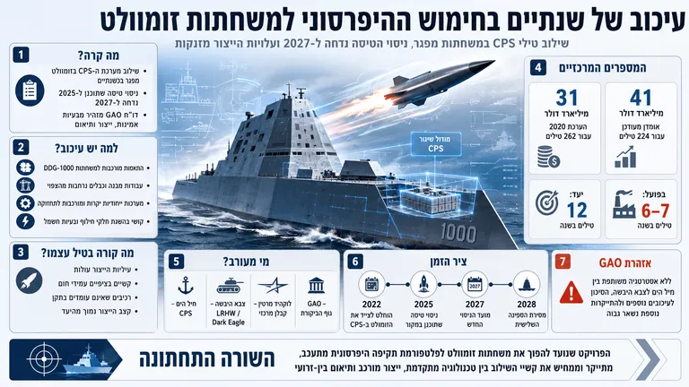 עיכוב של שנתיים בחימוש ההיפרסוני למשחתות זומוולט